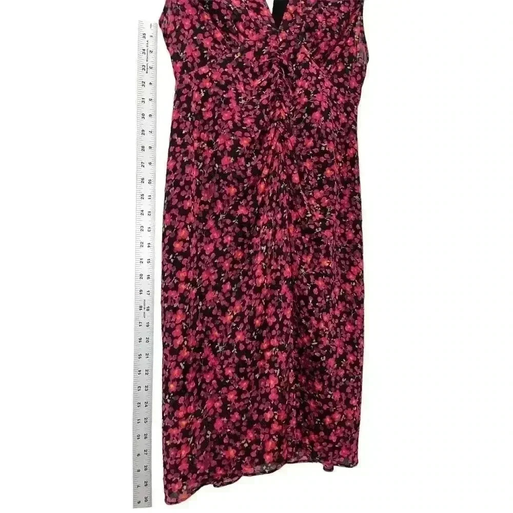 All Saints Aldine Cherry Blossom Print Sleeveless Sheath Dress Size 6 Ruched - Picture 11 of 12
